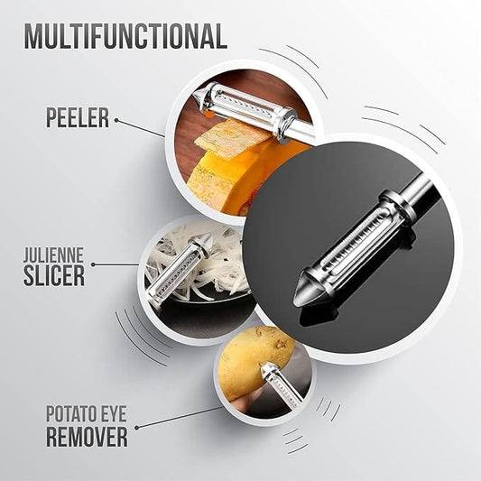 Slicezio™ 3 in 1 Stainless steel Multifunctional Veggie Peeler (Pack of 2)